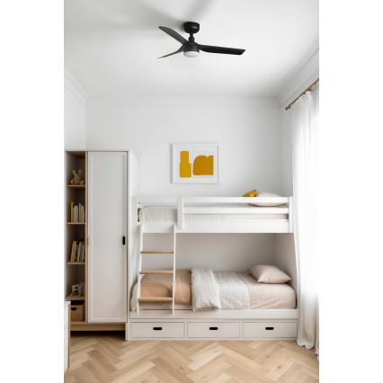 FARO 33822-1TW - MINI PUNT S LED dimmable ceiling fan with 10W LED, 2700/3000/4000K, black, Ø 90 cm + remote control