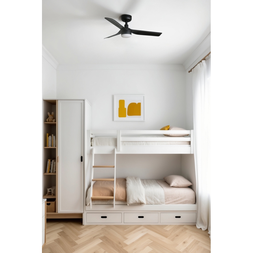 FARO 33822-1TW - MINI PUNT S LED dimmable ceiling fan with 10W LED, 2700/3000/4000K, black, Ø 90 cm + remote control