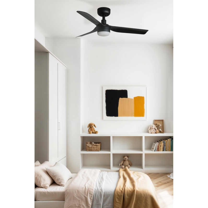 FARO 33822WT-1TW - LED Dimmable ceiling fan MINI PUNT S LED/10W/230V 2700/4000/6000K black d. 90 cm Wi-Fi Tuya + remote control