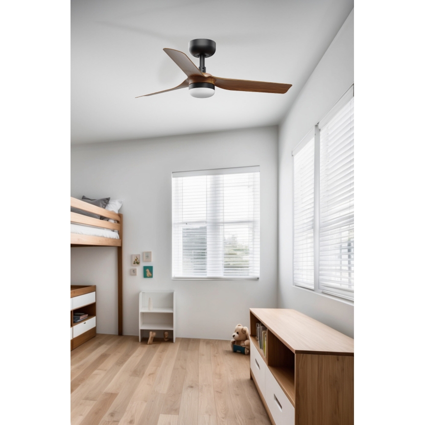 FARO 33823WT-1TW - LED Dimmable ceiling fan MINI PUNT S LED/10W/230V 2700/4000/6000K brown/black d. 90 cm Wi-Fi Tuya + remote control