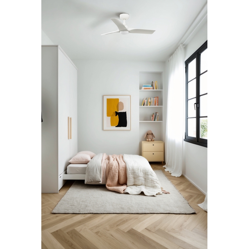 FARO 33824-1TW - HEY S LED dimmable ceiling fan LED/10W/230V 2700/3000/4000K white Ø 90 cm + remote control
