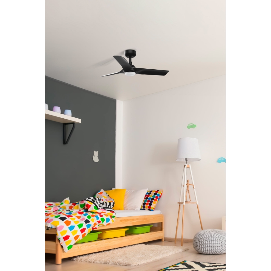 FARO 33825-1TW - HEY S LED Dimmable Ceiling Fan LED/10W/230V 2700/3000/4000K black Ø 90 cm + remote control