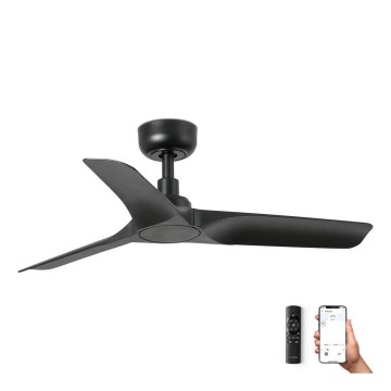 FARO 33825WP - Ceiling fan HEY S black d. 90 cm SMART + remote control