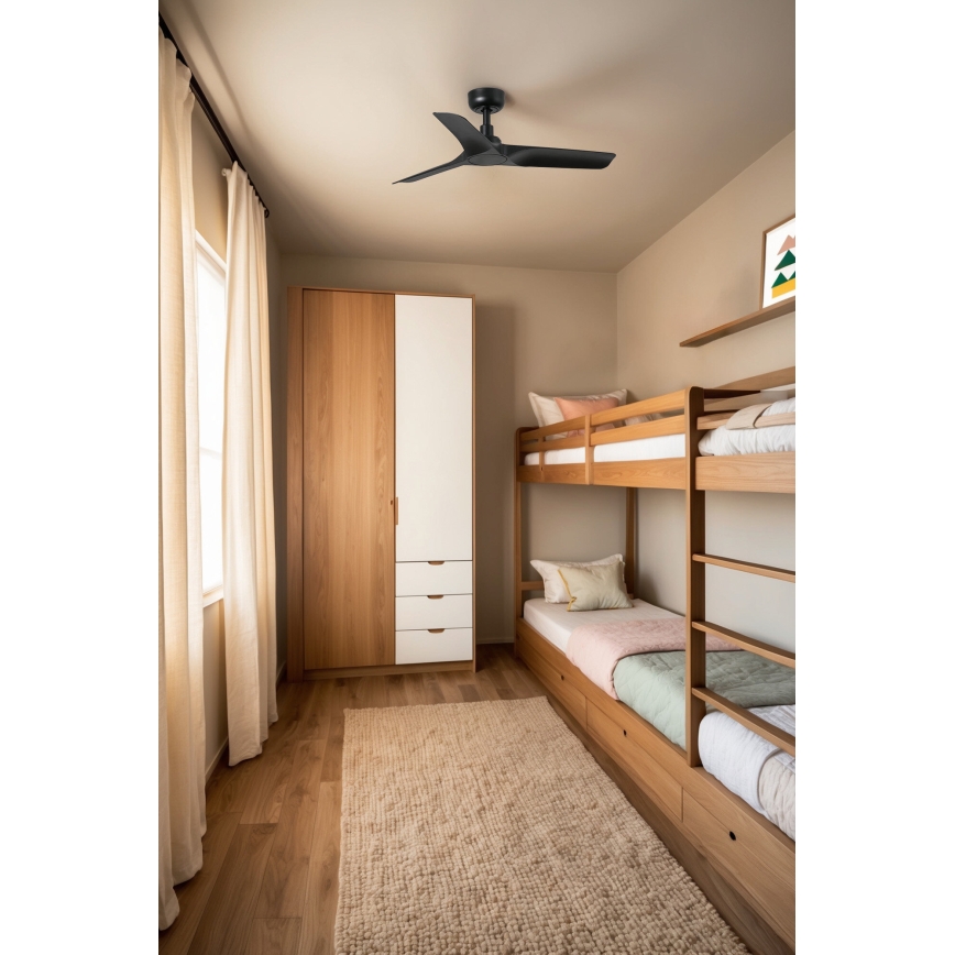 FARO 33825WP - Ceiling fan HEY S black d. 90 cm SMART + remote control