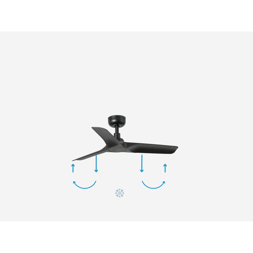 FARO 33825WP - Ceiling fan HEY S black d. 90 cm SMART + remote control