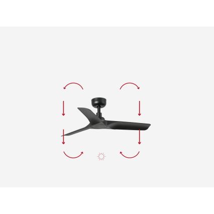 FARO 33825WP - Ceiling fan HEY S black d. 90 cm SMART + remote control