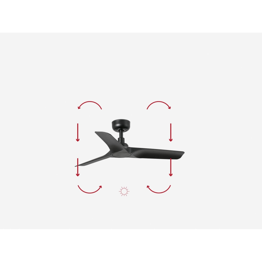 FARO 33825WP - Ceiling fan HEY S black d. 90 cm SMART + remote control