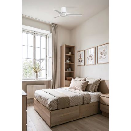 FARO 33826WT-1TW - Dimmable LED ceiling fan HEY TUB S LED/10W/230V 2700/3000/4000K white, Ø 90 cm Tuya Wi-Fi + remote control