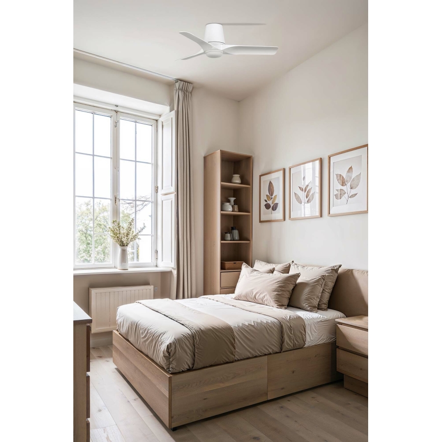 FARO 33826WT-1TW - Dimmable LED ceiling fan HEY TUB S LED/10W/230V 2700/3000/4000K white, Ø 90 cm Tuya Wi-Fi + remote control