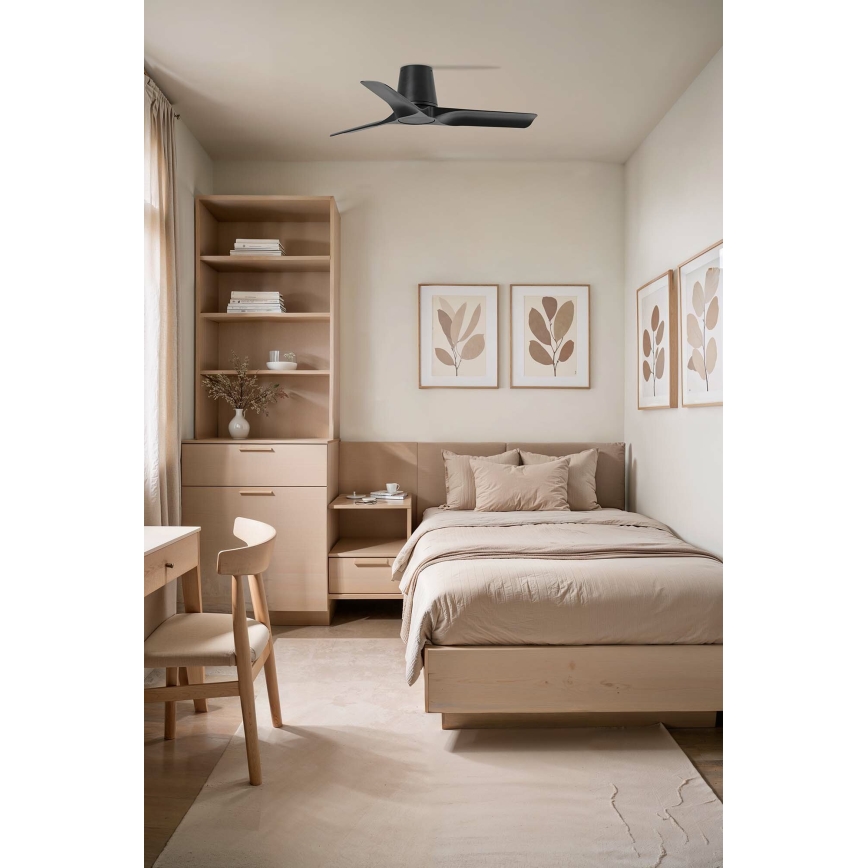 FARO 33827WT - Ceiling fan HEY TUB S black d. 90 cm Wi-Fi Tuya + remote control
