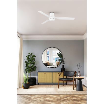 FARO 33828WT1S - Dimmable LED ceiling fan PUNT TUB M LED/18W/230V 2700/3000/4000K diam. 132 cm white Tuya Wi-Fi + remote control