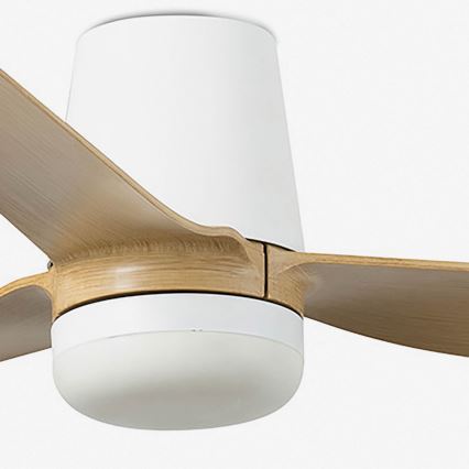 FARO 33829-1TW - PUNT TUB M Dimmable LED Ceiling Fan LED/18W/230V 2700/3000/4000K Ø 130 cm White/Brown + Remote Control