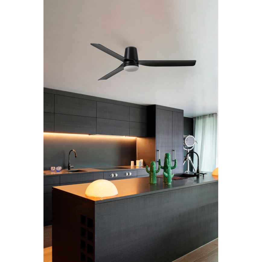 FARO 33829-1TW - PUNT TUB M Dimmable LED Ceiling Fan LED/18W/230V 2700/3000/4000K Ø 130 cm White/Brown + Remote Control