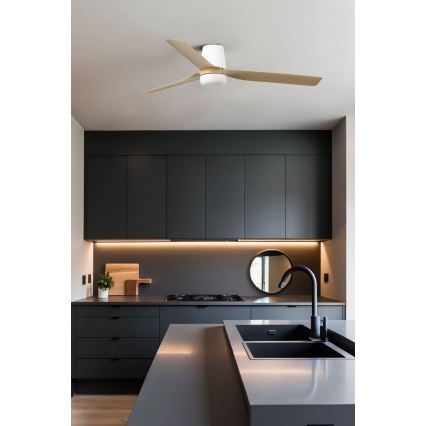 FARO 33829-1TW - LED Dimmable ceiling fan PUNT TUB M LED/18W/230V 3000/4200/6500K d. 130 cm white/brown+ remote control