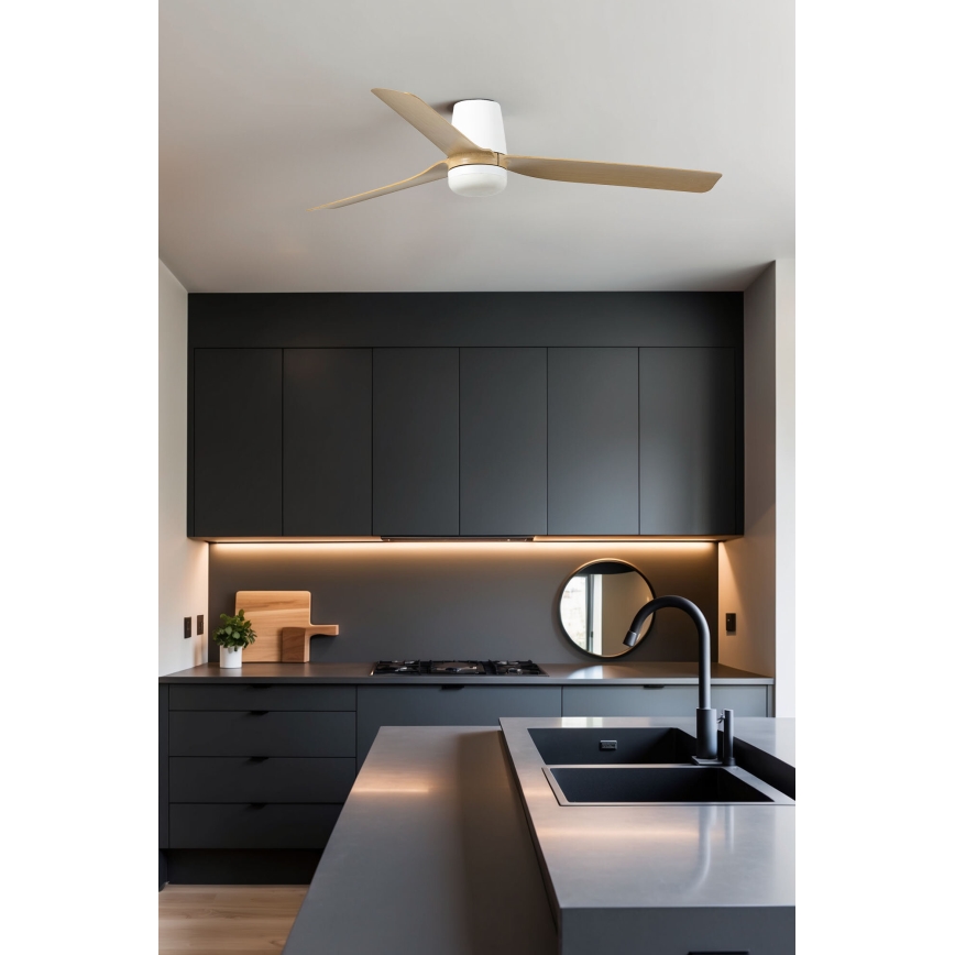 FARO 33829-1TW - LED Dimmable ceiling fan PUNT TUB M LED/18W/230V 3000/4200/6500K d. 130 cm white/brown+ remote control