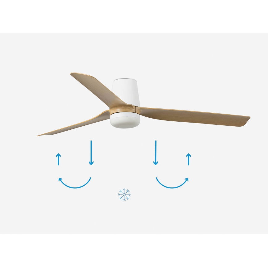 FARO 33829-1TW - LED Dimmable ceiling fan PUNT TUB M LED/18W/230V 3000/4200/6500K d. 130 cm white/brown+ remote control