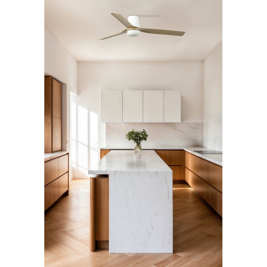 FARO 33829 - Ceiling fan PUNT TUB M brown/white d. 130 cm + remote control