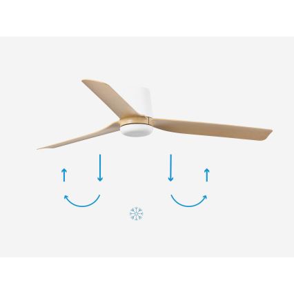 FARO 33829 - Ceiling fan PUNT TUB M brown/white d. 130 cm + remote control