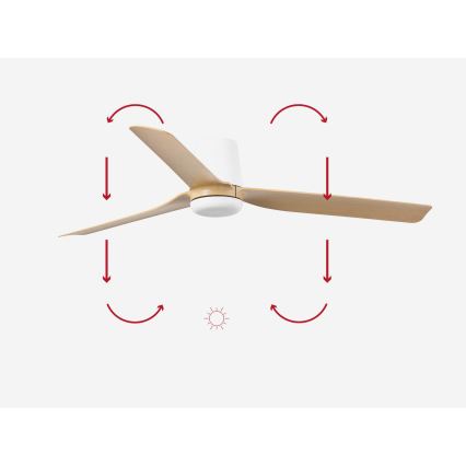 FARO 33829 - Ceiling fan PUNT TUB M brown/white d. 130 cm + remote control