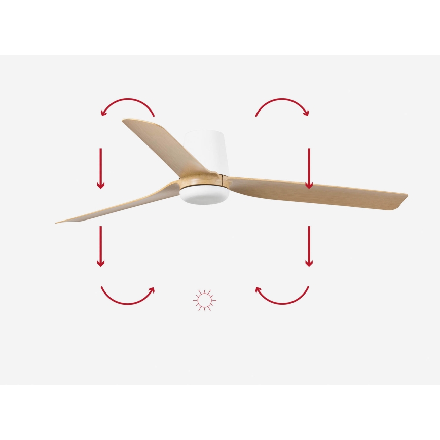 FARO 33829 - Ceiling fan PUNT TUB M brown/white d. 130 cm + remote control