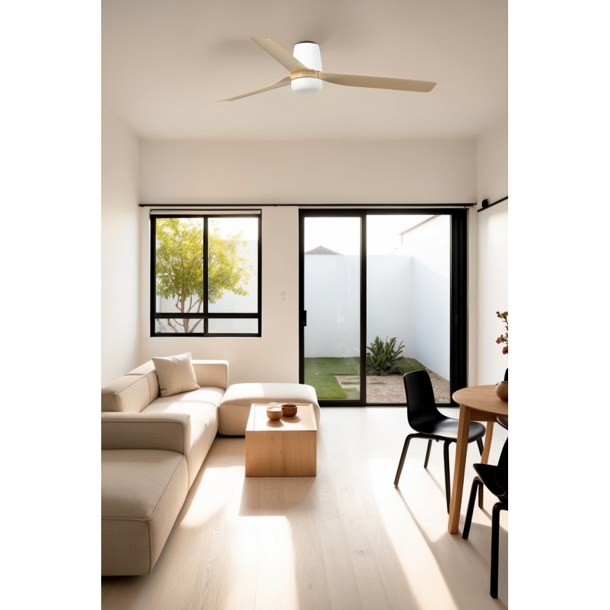 FARO 33829WT-1TW - LED Dimmable ceiling fan PUNT TUB M LED/18W/230V 3000/4200/6500K brown/white d. 132 cm Wi-Fi Tuya + remote control
