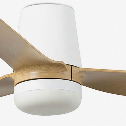 FARO 33829WT-1TW - LED Dimmable ceiling fan PUNT TUB M LED/18W/230V 3000/4200/6500K brown/white d. 132 cm Wi-Fi Tuya + remote control