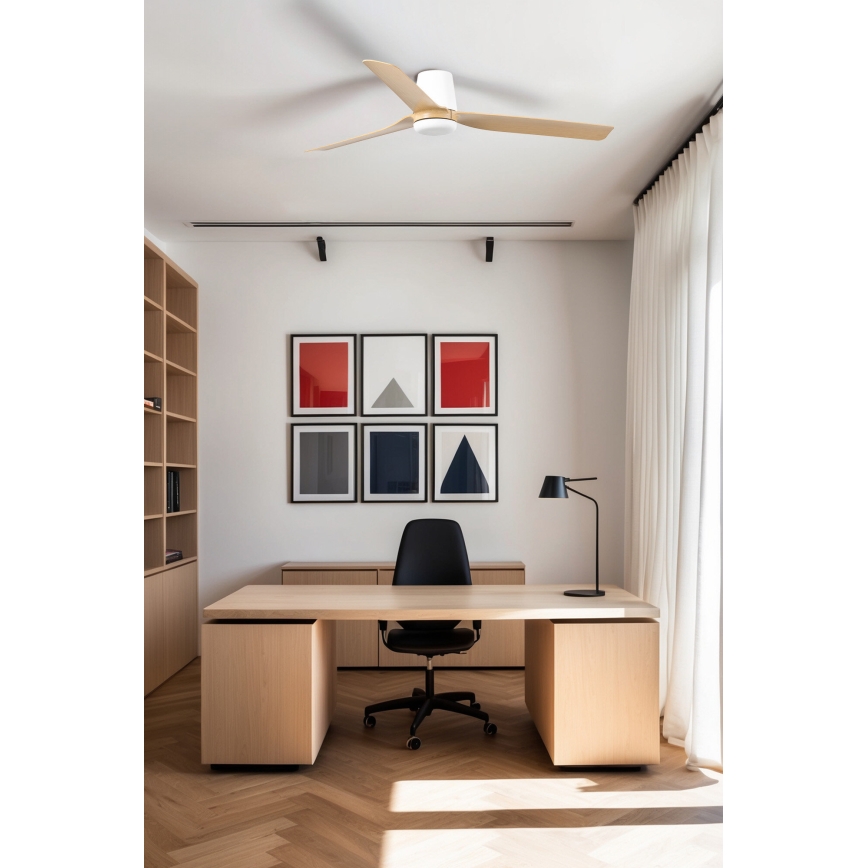 FARO 33829WT - Ceiling fan PUNT TUB M brown/white d. 132 cm Wi-Fi Tuya + remote control