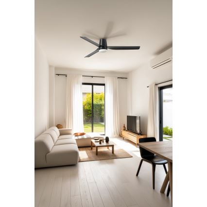 FARO 33830-1TW - LED Dimmable ceiling fan PUNT TUB M LED/18W/230V 3000/4200/6500K d. 130 cm black + remote control