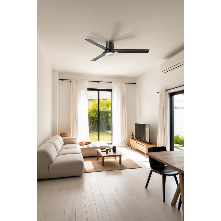 FARO 33830-1TW - LED Dimmable ceiling fan PUNT TUB M LED/18W/230V 3000/4200/6500K d. 130 cm black + remote control