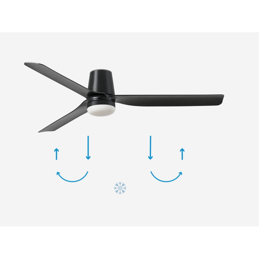 FARO 33830-1TW - LED Dimmable ceiling fan PUNT TUB M LED/18W/230V 3000/4200/6500K d. 130 cm black + remote control