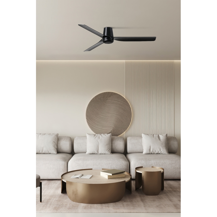 FARO 33830 - Ceiling fan PUNT TUB M black d. 130 cm + remote control