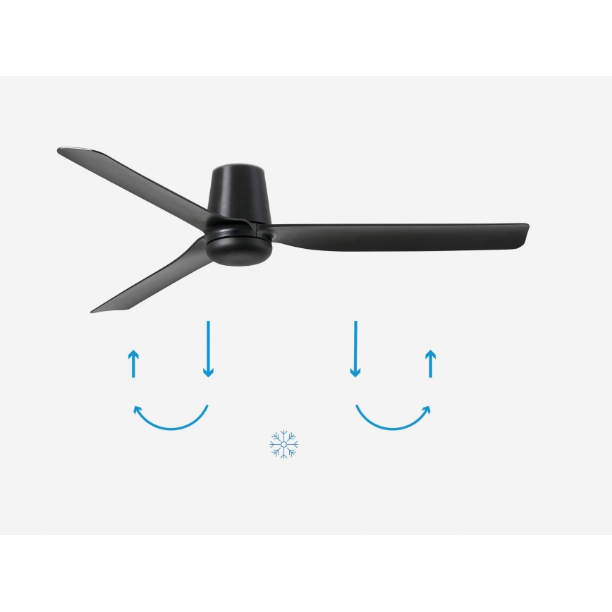 FARO 33830 - Ceiling fan PUNT TUB M black d. 130 cm + remote control