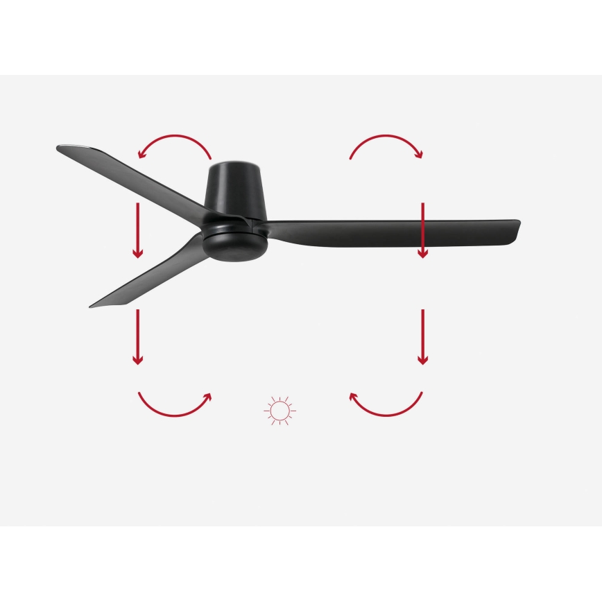 FARO 33830 - Ceiling fan PUNT TUB M black d. 130 cm + remote control