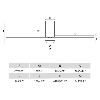 FARO 33830 - Ceiling fan PUNT TUB M black d. 130 cm + remote control