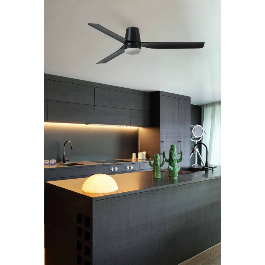 FARO 33830WT1S - Dimmable LED Ceiling Fan PUNT TUB M LED/18W/230V 2700/3000/4000K Ø 132 cm Black Tuya Wi‑Fi + Remote Control