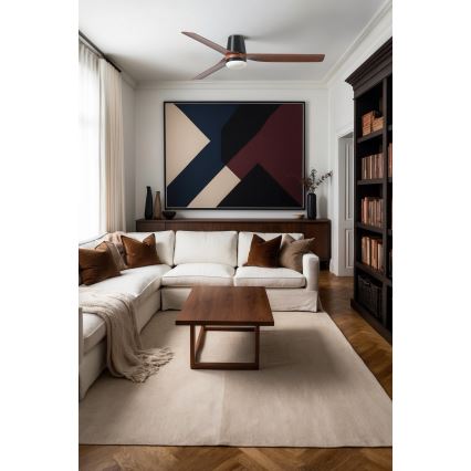 FARO 33831-1TW - LED dimmable ceiling fan PUNT TUB M LED/18W/230V, color-temperature switchable 2700/3000/4000K, Ø130 cm, brown/black + remote control