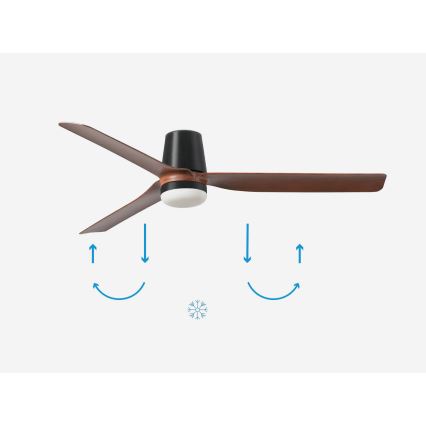 FARO 33831-1TW - LED dimmable ceiling fan PUNT TUB M LED/18W/230V, color-temperature switchable 2700/3000/4000K, Ø130 cm, brown/black + remote control