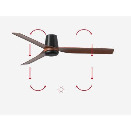 FARO 33831 - Ceiling fan PUNT TUB M brown/black d. 130 cm + remote control