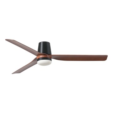 FARO 33831WT1S - LED Dimmable Ceiling Fan PUNT TUB M LED/18W/230V 2700/3000/4000K Ø132 cm Brown/Black Tuya Wi-Fi + Remote Control
