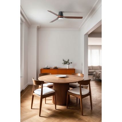 FARO 33831WT1S - LED Dimmable Ceiling Fan PUNT TUB M LED/18W/230V 2700/3000/4000K Ø132 cm Brown/Black Tuya Wi-Fi + Remote Control