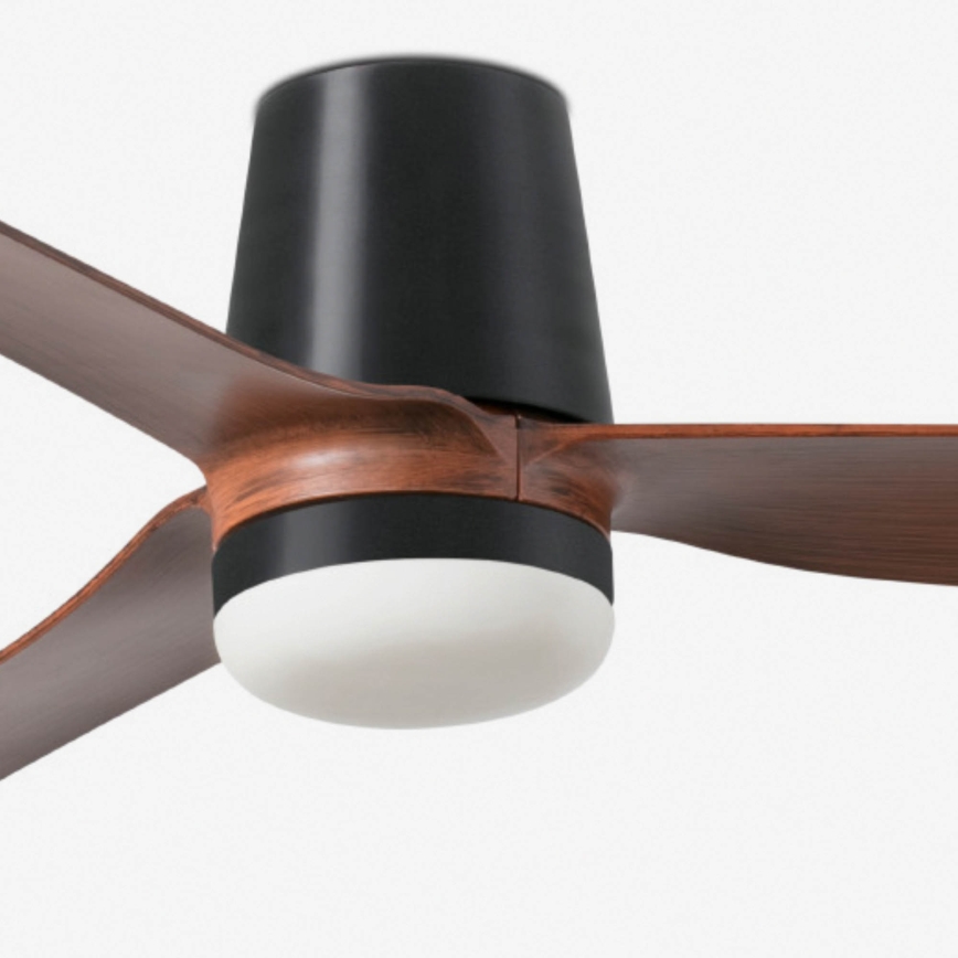 FARO 33831WT1S - LED Dimmable Ceiling Fan PUNT TUB M LED/18W/230V 2700/3000/4000K Ø132 cm Brown/Black Tuya Wi-Fi + Remote Control