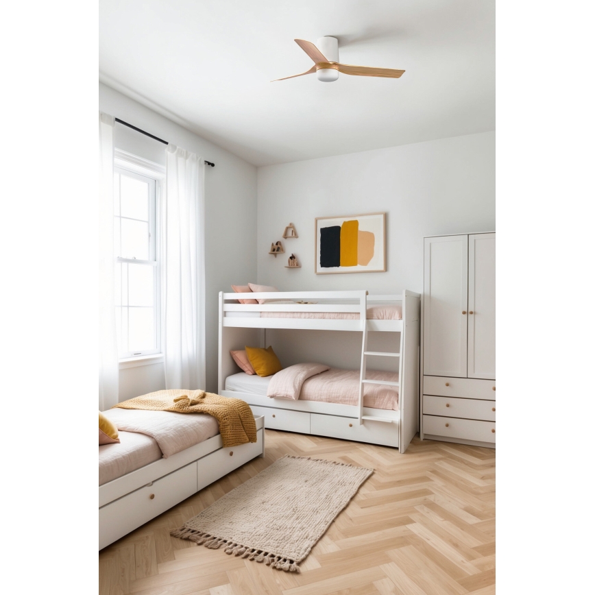 FARO 33833-1TW - LED Dimmable ceiling fan MINI PUNT TUB S LED/10W/230V 2700/4000/6000K d. 90 cm brown/white + remote control