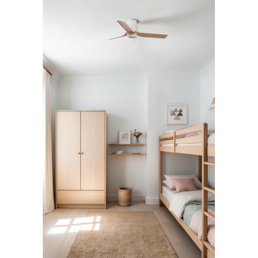 FARO 33833 - Ceiling fan MINI PUNT TUB S brown/white d. 90 cm + remote control