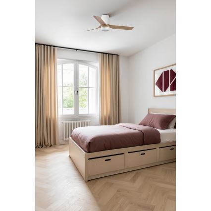 FARO 33833WT-1TW - LED Dimmable ceiling fan MINI PUNT TUB S LED/10W/230V 2700/4000/6000K brown/white d. 90 cm Wi-Fi Tuya + remote control
