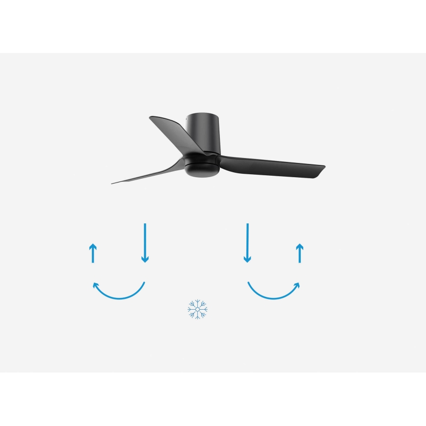 FARO 33834-Ceiling fan MINI PUNT TUB S black d. 90 cm + remote control