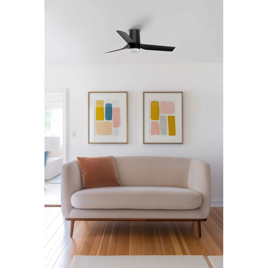 FARO 33834WT-1TW - LED Dimmable ceiling fan MINI PUNT TUB S LED/10W/230V 2700/4000/6000K black d. 90 cm Wi-Fi Tuya + remote control