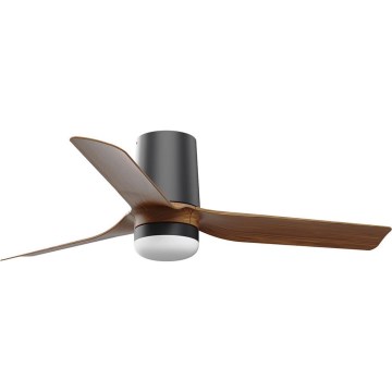 FARO 33835-1TW - MINI PUNT TUB LED dimmable ceiling fan with integrated 10W LED, 230V, selectable 2700/3000/4000K, diam. 90 cm, brown/black + remote control