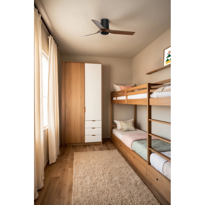 FARO 33835WT - Ceiling fan MINI PUNT TUB S brown/black d. 90 cm Wi-Fi Tuya + remote control
