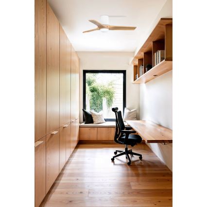 FARO 33836-1TW - LED Dimmable ceiling fan HEYWOOD TUB S LED/10W/230V 2700/4000/6000K pine/white d. 90 cm + remote control