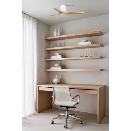 FARO 33836 - Ceiling fan HEYWOOD TUB S pine/white d. 90 cm + remote control